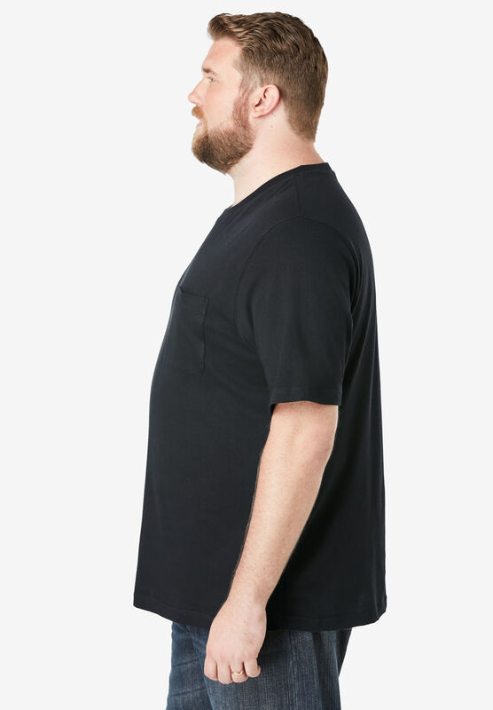 KingSize Mens Big & Tall Shrink-Less Lightweight Long-Sleeve Crewneck Pocket T-Shirt 